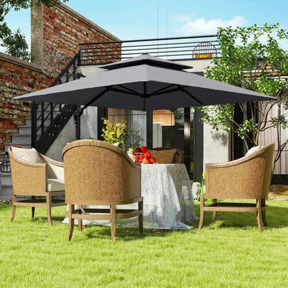 Outsunny 3m Large Square Cantilever Parasol - Light Grey | 84D-073V02LG