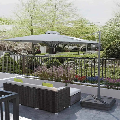 Outsunny 3m Solar LED Cantilever Parasol 360 Degree - Grey | 84D-099GY