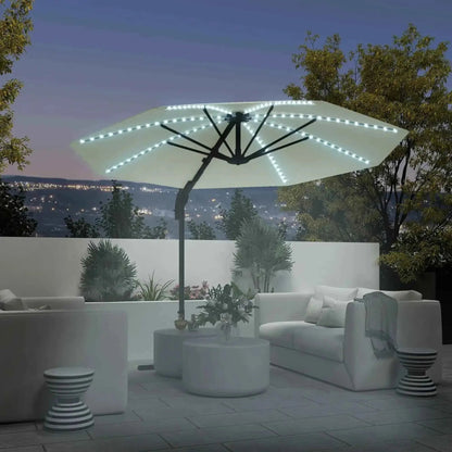 Outsunny 3m Solar LED Cantilever Parasol - Cream | 84D-434V00CW