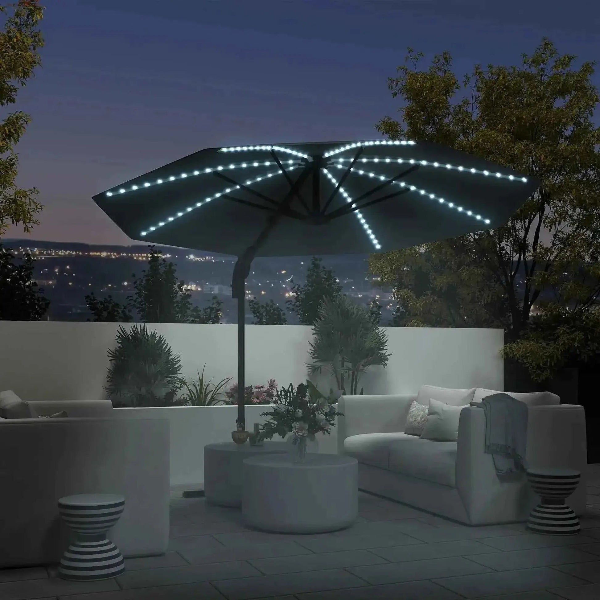 Outsunny 3m Solar LED Cantilever Parasol - Dark Grey | 84D-434V00CG