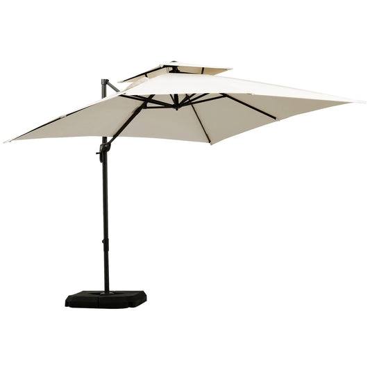 Outsunny 3m Steel Frame Outdoor Roma Cantilever Umbrella | 84D - 073 - Furniture, Lighting & Decor