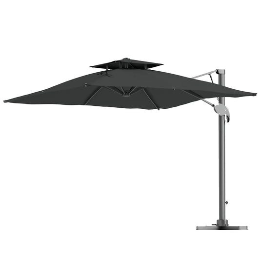 Outsunny 3m Thick Fabric Cantilever Garden Parasol, with Cross Base - Grey | 84D - 322V00CG - Furniture, Lighting & Decor