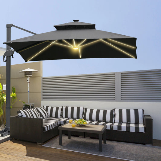 Outsunny 3x3m Square Canopy – Aluminium Frame, Adjustable Angle, Grey | 84D - 108CG - Furniture, Lighting & Decor