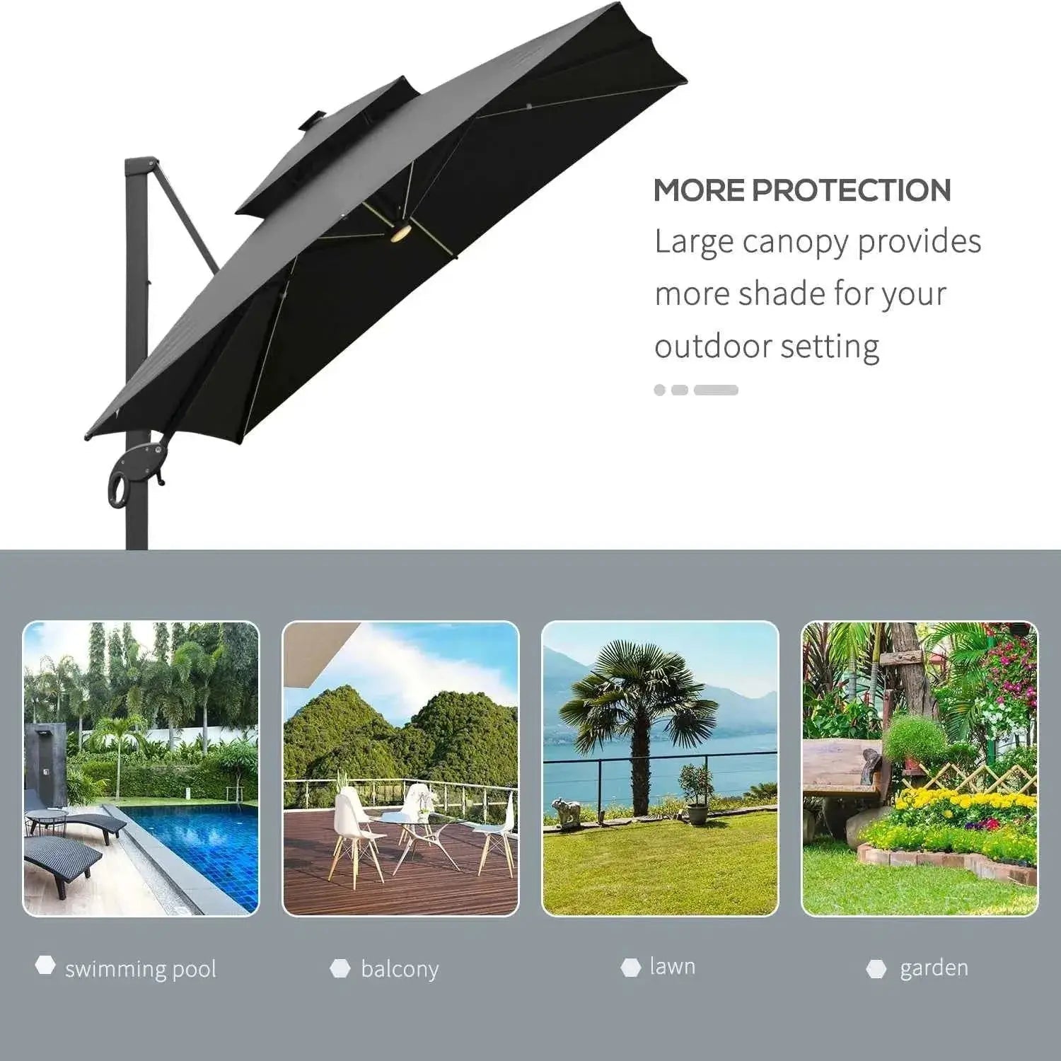 Outsunny 3x3m Square Canopy – Aluminium Frame, Adjustable Angle, Grey | 84D-108CG