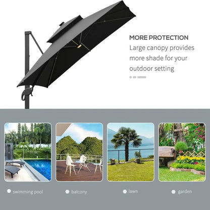 Outsunny 3x3m Square Canopy – Aluminium Frame, Adjustable Angle, Grey | 84D-108CG