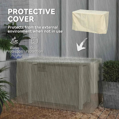 Beige protective cover for outsunny 50,000 btu gas fire pit table to shield outdoor furniture from rain and dust