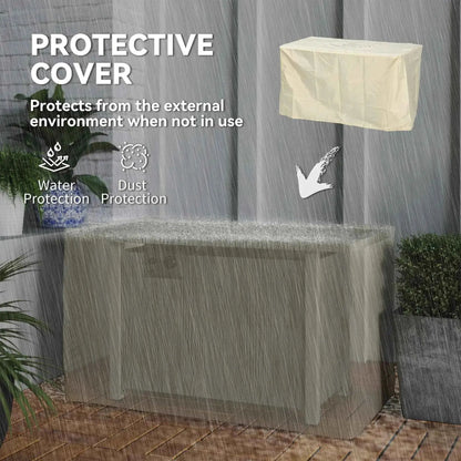 Outsunny 50,000 BTU Gas Fire Pit Table – Cover & Glass Screen, Grey | 842-345V70CG