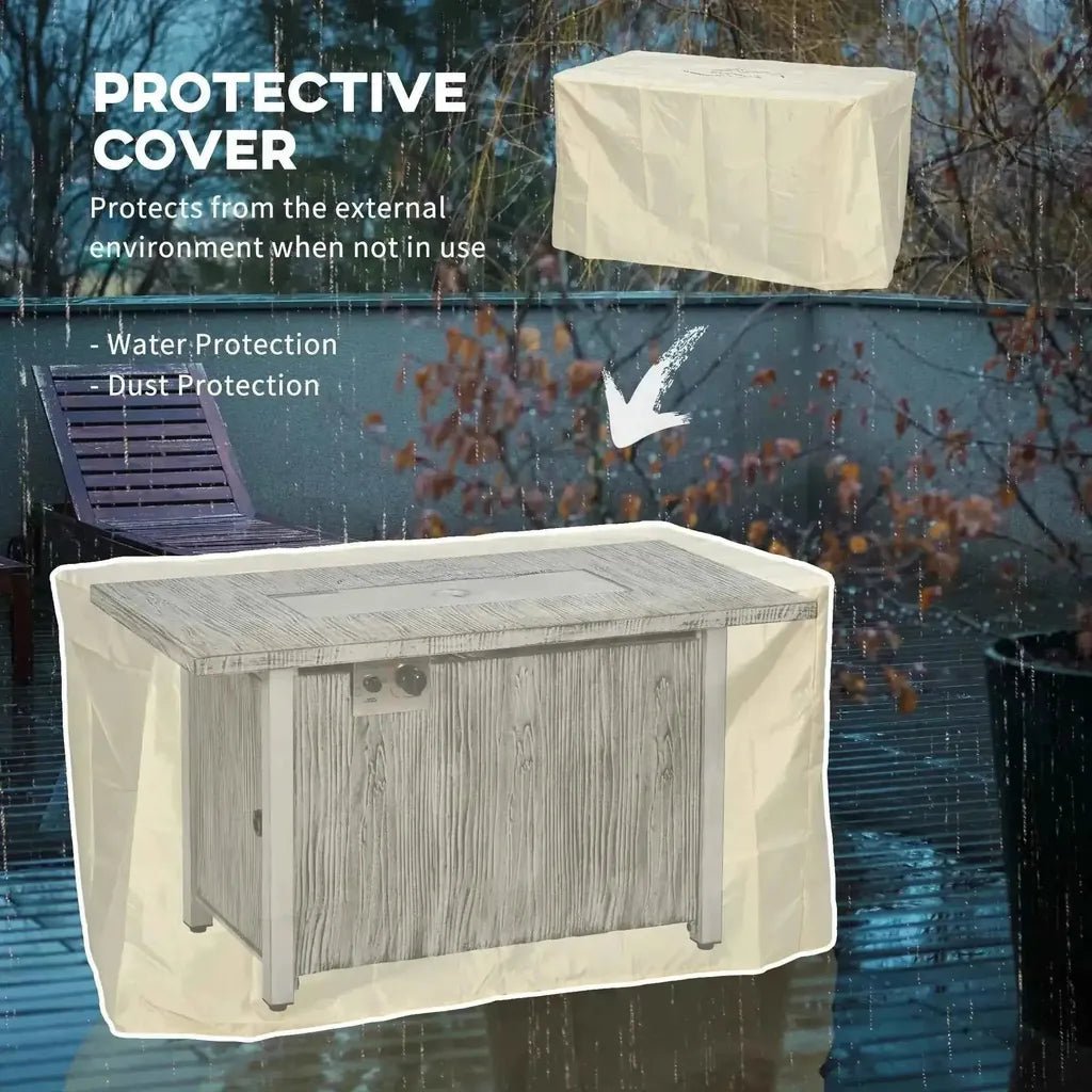 Beige protective cover for outsunny grey 50000 btu gas fire pit table designed for outdoor use