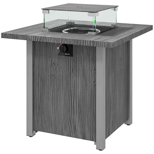 Outsunny 50,000 BTU Gas Fire Pit Table, with Cover - Dark Grey | 842-346V70CG