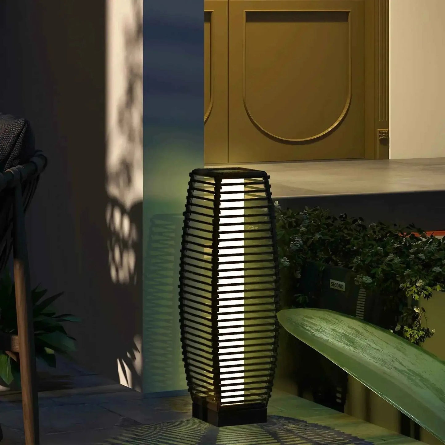Outsunny 68cm Rattan Solar Floor Lamp, Auto-On LED, IP44 - Grey | 867-154V00GY