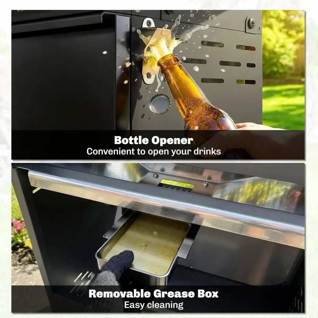 Outsunny 6‑Burner Gas BBQ Grill with Side Burner & Viewing Window - Black | 846 - 265V70BK - BBQs & Grills