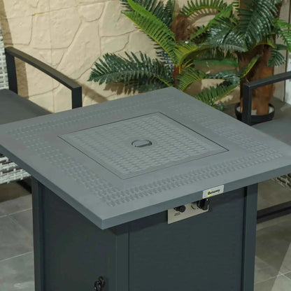 Outsunny 71 x 71cm 40000 BTU Gas Firepit Table - Black/Dark Grey | 842-253V00CG