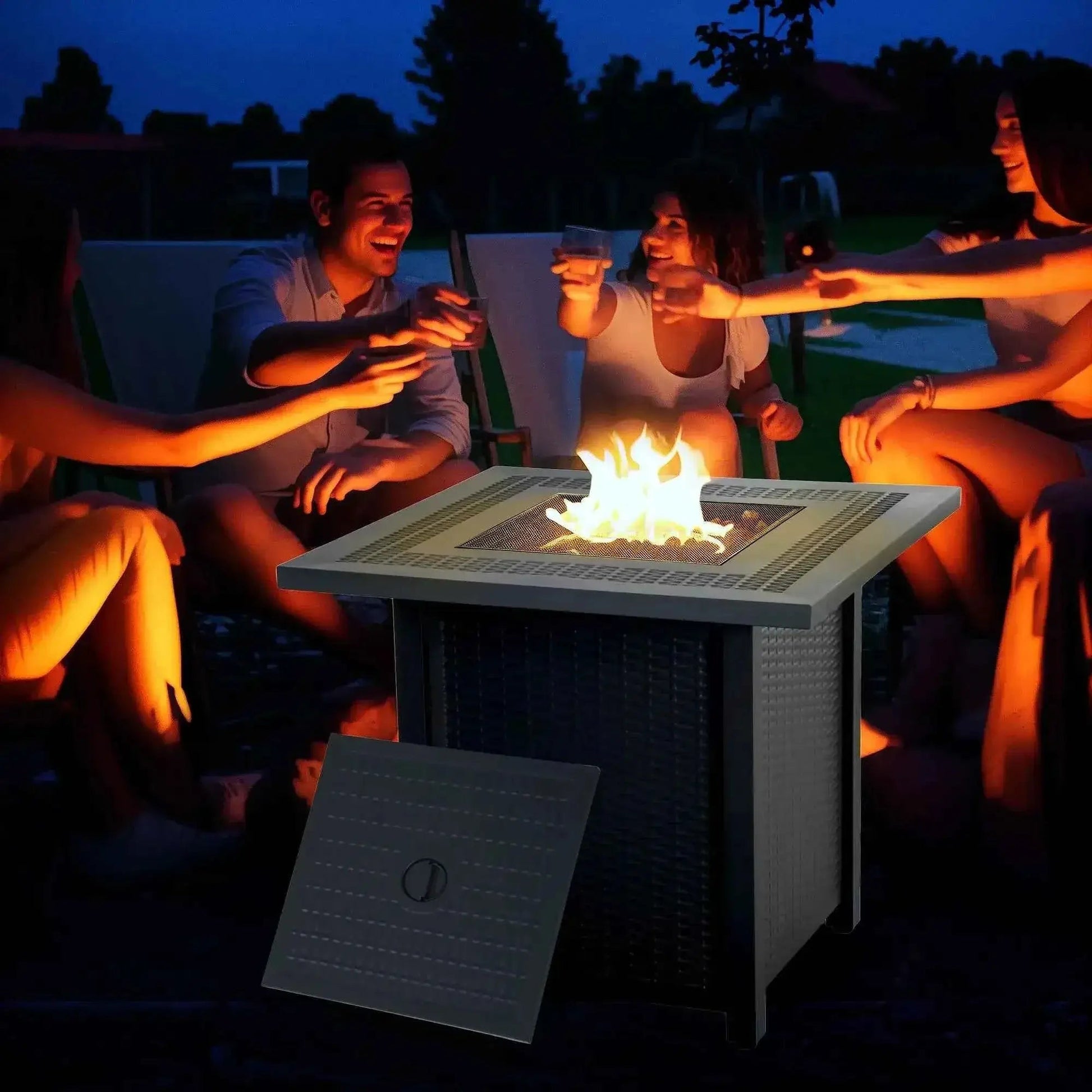 Outsunny 71 x 71cm 40000 BTU Gas Firepit Table - Black/Dark Grey | 842-253V00CG