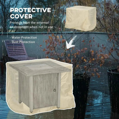 Beige protective cover for outsunny 71cm 50,000 btu gas fire pit table for outdoor use