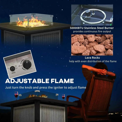 Outsunny 81 x 81cm 50,000 BTU Gas Fire Pit Table - Grey | 842-252V01GY