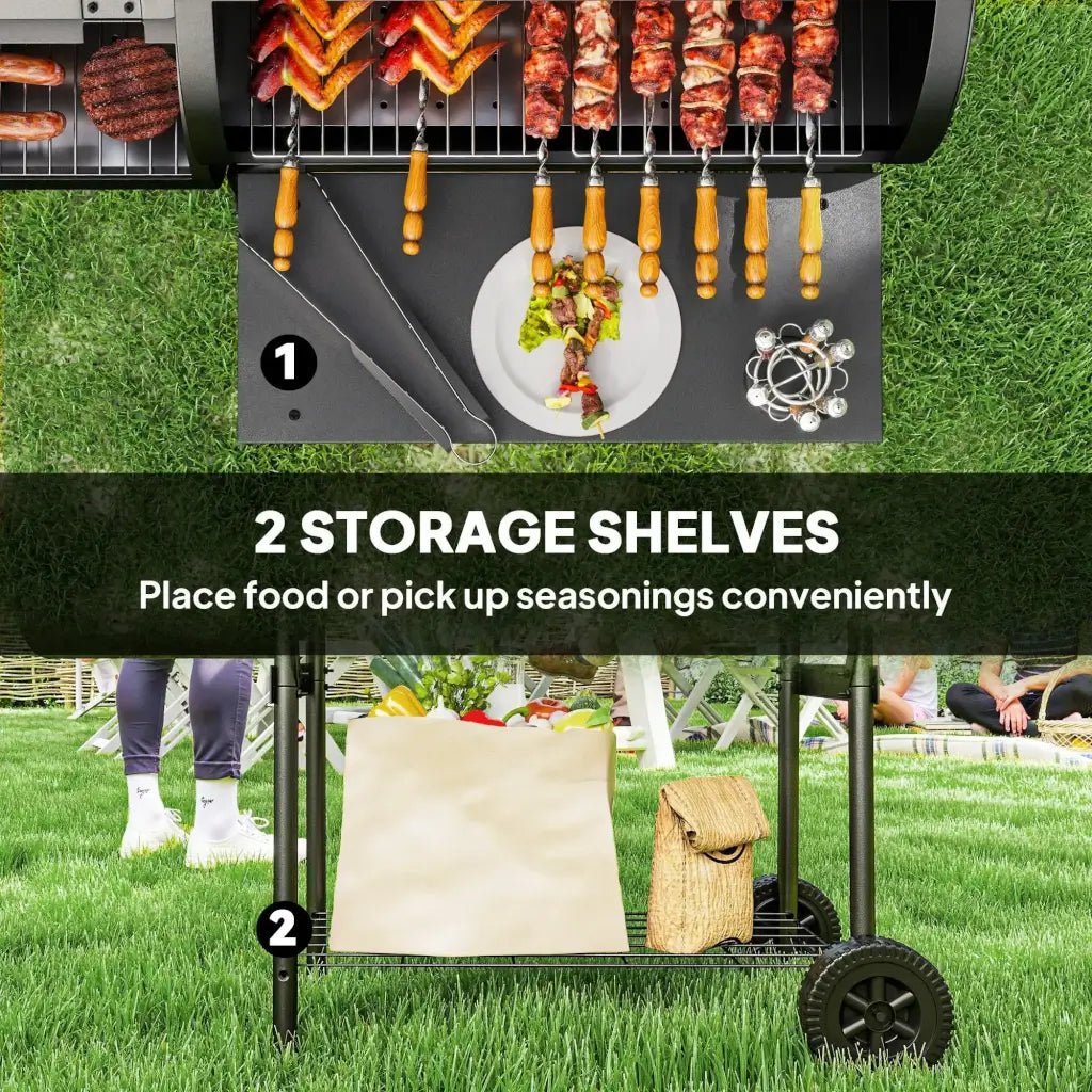 Outsunny BBQ Grill with Offset Smoker | 846 - 177V00BK - BBQs & Grills