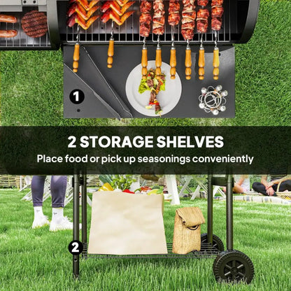 Outsunny BBQ Grill with Offset Smoker | 846 - 177V00BK - BBQs & Grills