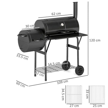 Outsunny BBQ Grill with Offset Smoker | 846 - 177V00BK - BBQs & Grills