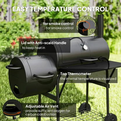 Outsunny BBQ Grill with Offset Smoker | 846 - 177V00BK - BBQs & Grills