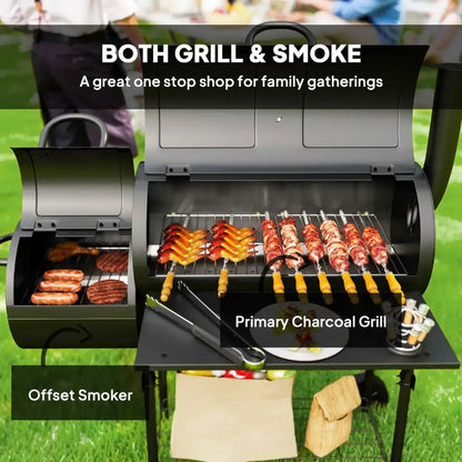 Outsunny BBQ Grill with Offset Smoker | 846 - 177V00BK - BBQs & Grills