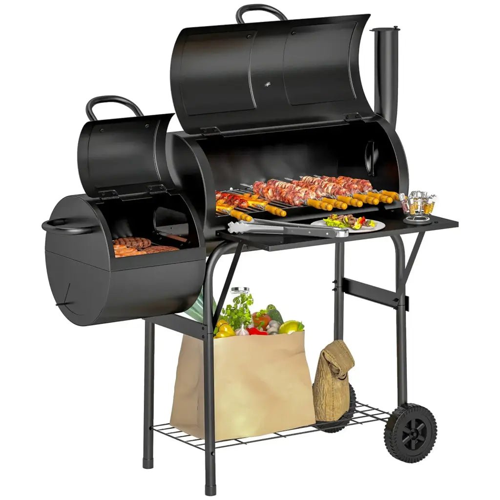 Outsunny BBQ Grill with Offset Smoker | 846 - 177V00BK - BBQs & Grills
