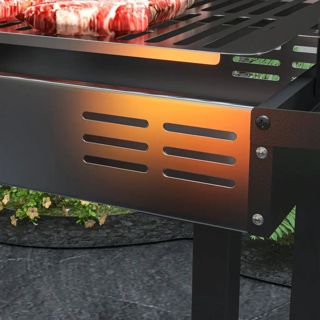 Outsunny BBQ Rotisserie Grill Roaster Charcoal Spit Roasting Machine for Chicken Turkey with 3 - Level Grill Grate, Side Shelves 846 - 075V00BK - Garden & Outdoor