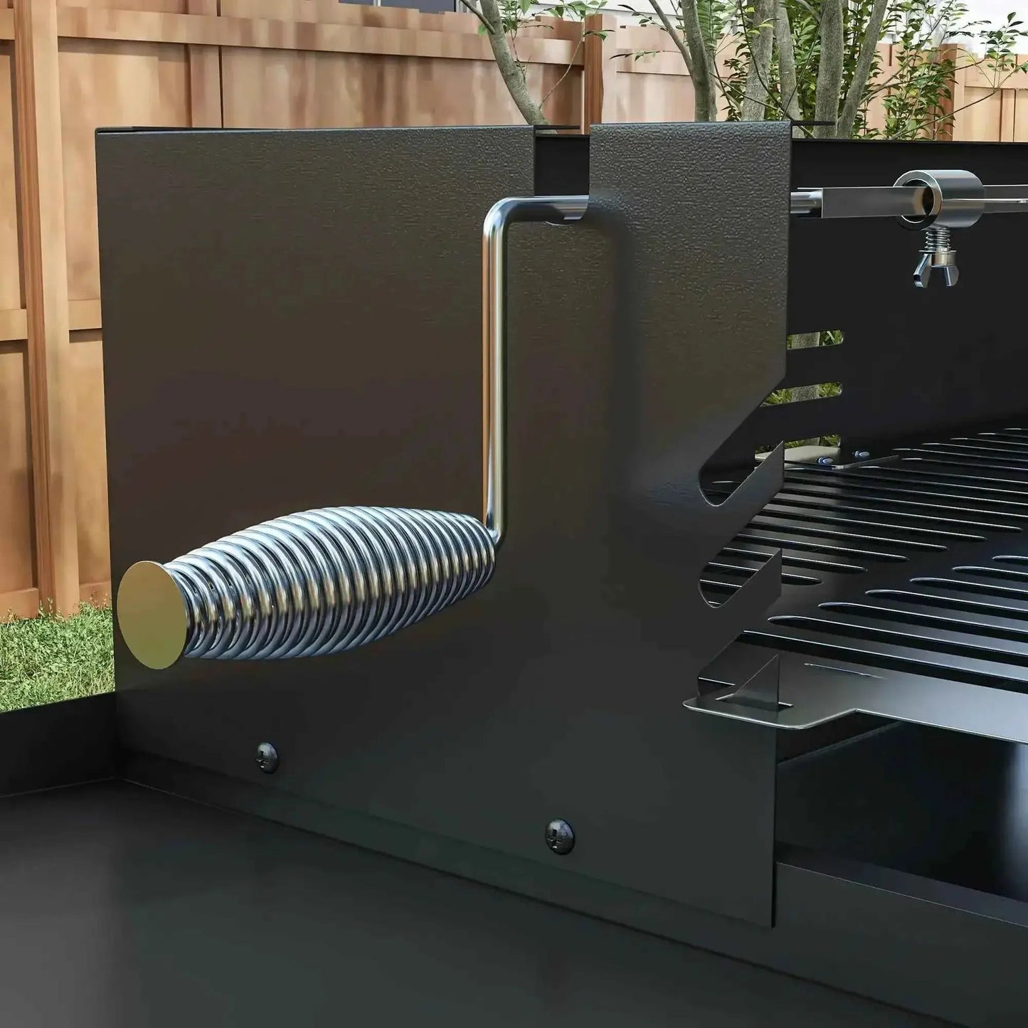 Outsunny BBQ Rotisserie Grill Roaster with Side Shelves - Black | 846-075V00BK