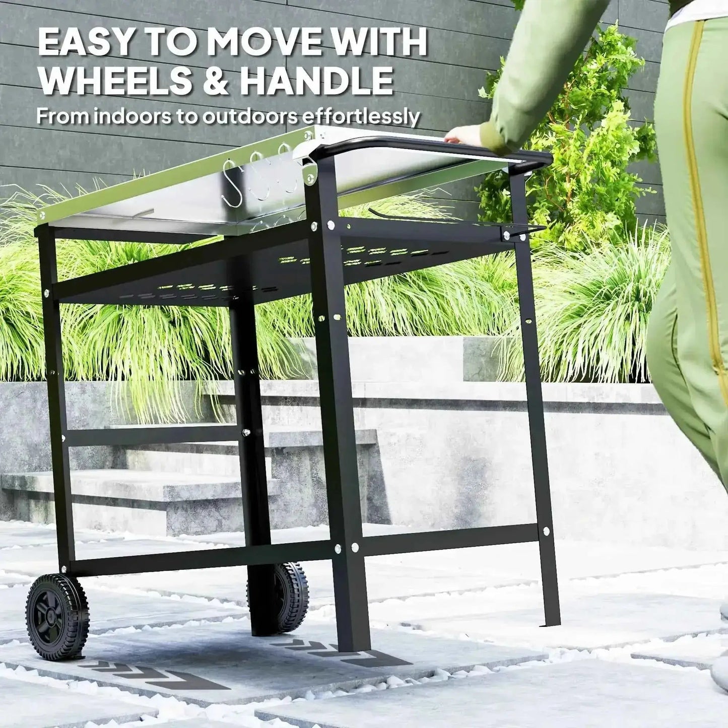 Outsunny BBQ Trolley with Stainless Steel Top & Adjustable Shelf - Black | 846-155V00BK