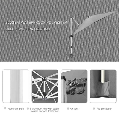 Outsunny Cantilever Roma Parasol - Grey | 84D-086V00GY