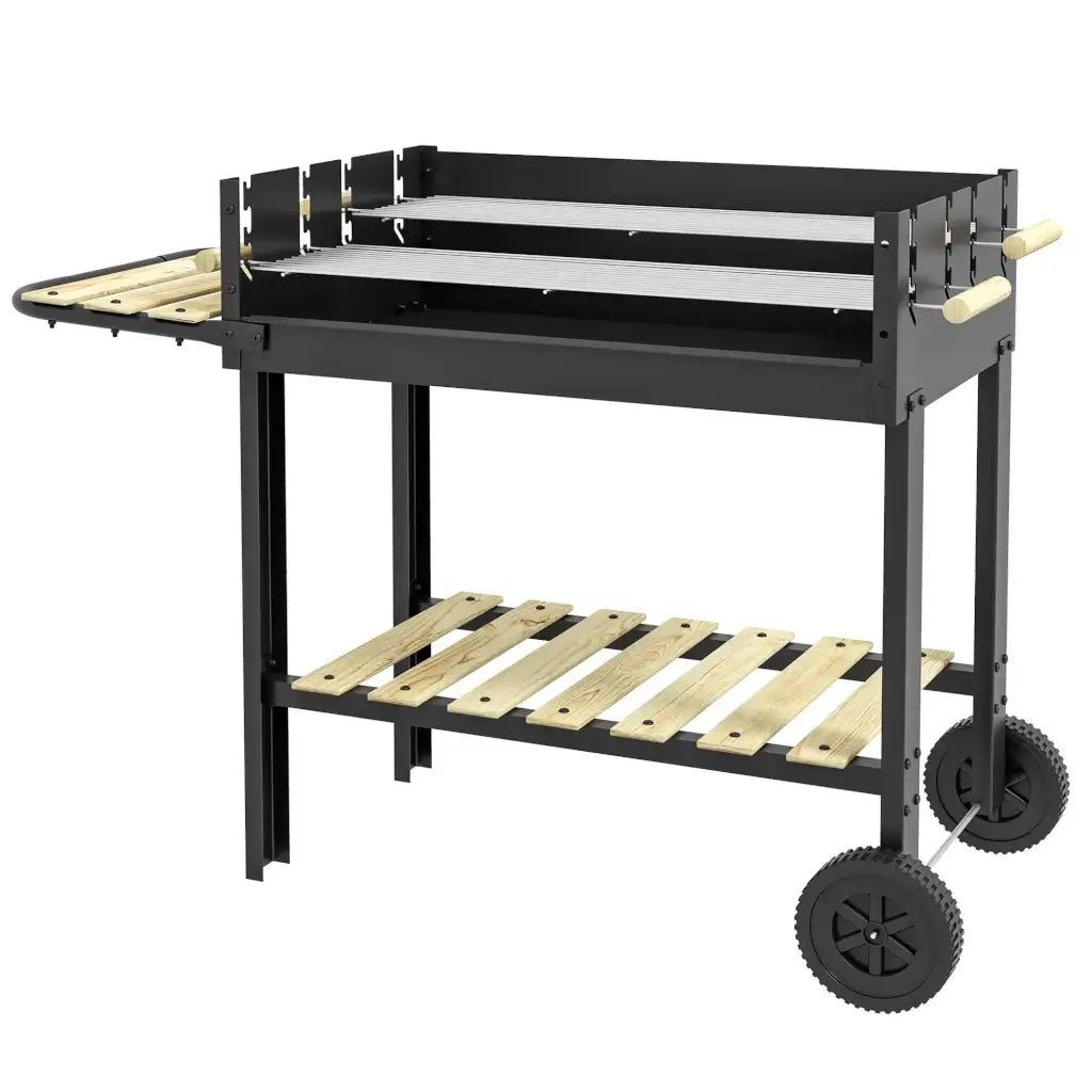 Outsunny Charcoal BBQ Grill Trolley | 846 - 144V00BK - BBQs & Grills