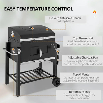 Outsunny Charcoal Grill, with Height - Adjustable Coal Pan - Black 846 - 013V00GY - Garden & Outdoor