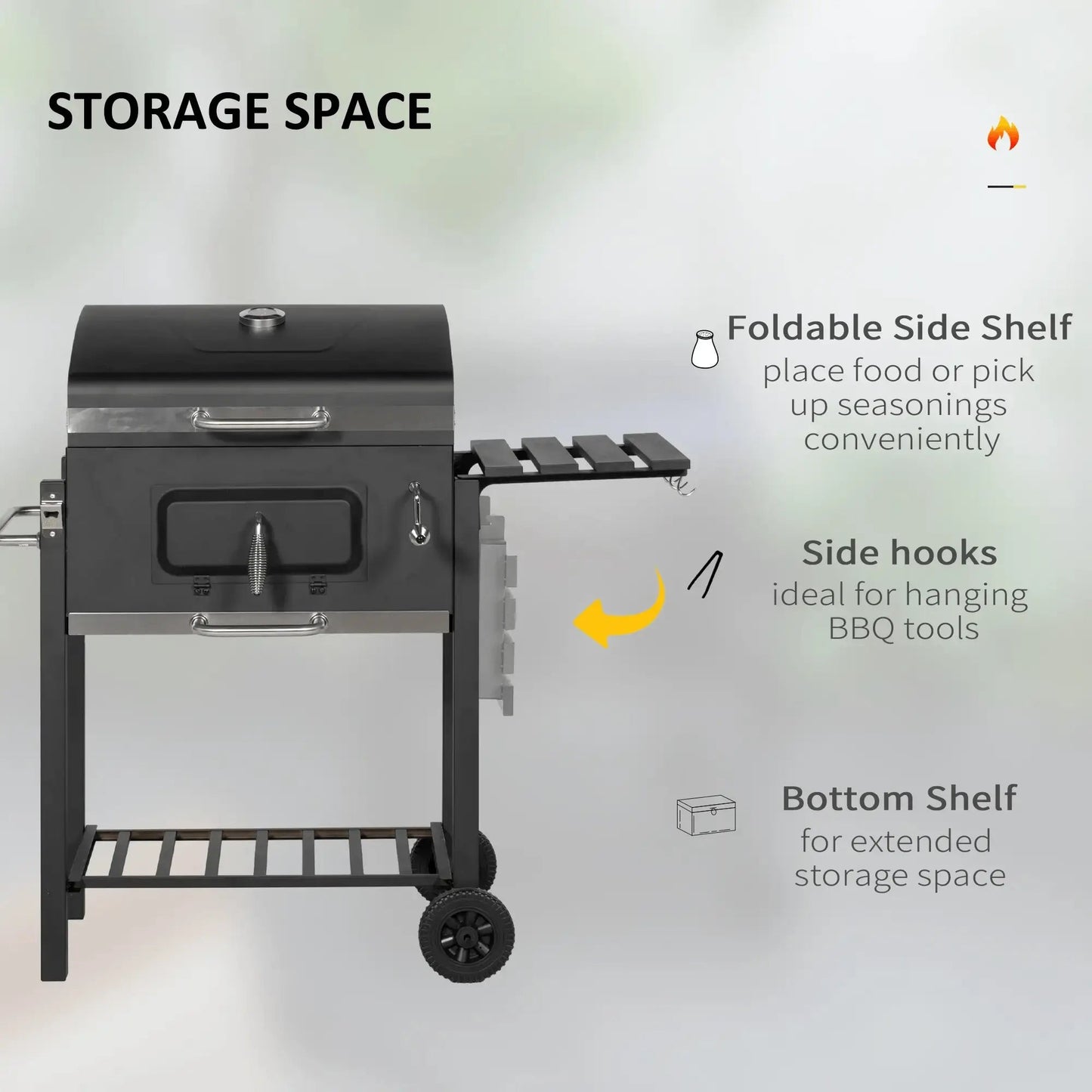Outsunny Charcoal Grill, with Height - Adjustable Coal Pan - Black 846 - 013V00GY - Garden & Outdoor