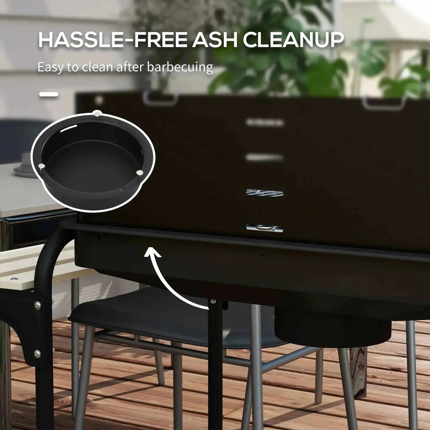 Outsunny Charcoal BBQ Trolley with Adjustable Grill & Wheels - Black | 846-149V00BK
