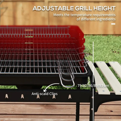 Outsunny Charcoal BBQ, with Five Position Grill Grate - Red 846 - 149V00RD - Garden & Outdoor