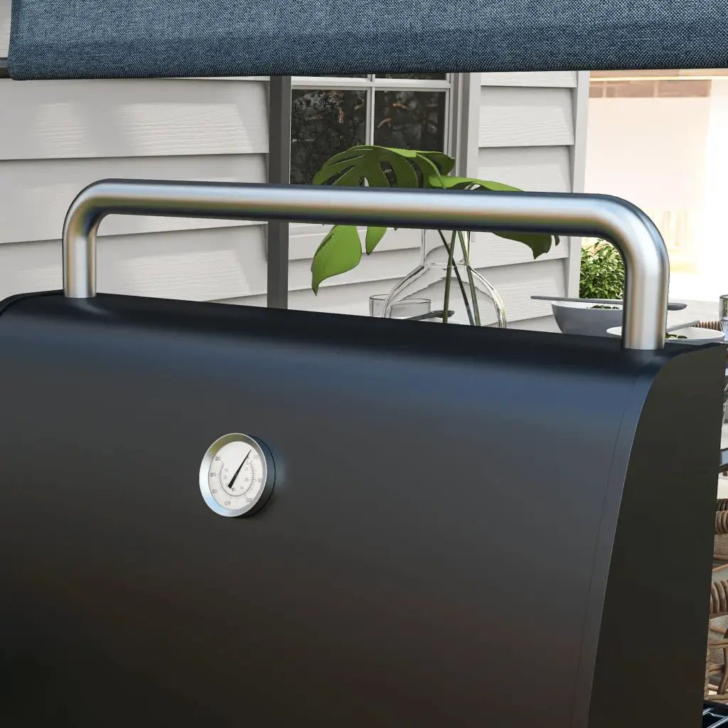 Outsunny Charcoal BBQ, with Thermometer, Shelves and Wheels 846 - 148V01BK - Garden & Outdoor