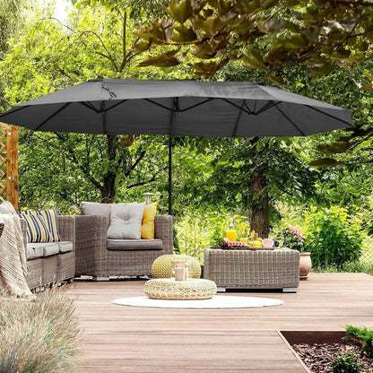 Outsunny Double Canopy Offset Parasol Umbrella - Grey | 84D-085GY