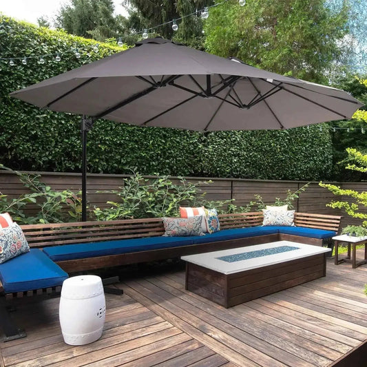 Outsunny Double Canopy Offset Parasol Umbrella - Grey | 84D-085GY