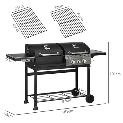 Outsunny Dual Fuel BBQ Grill - Black | 846-138V70BK