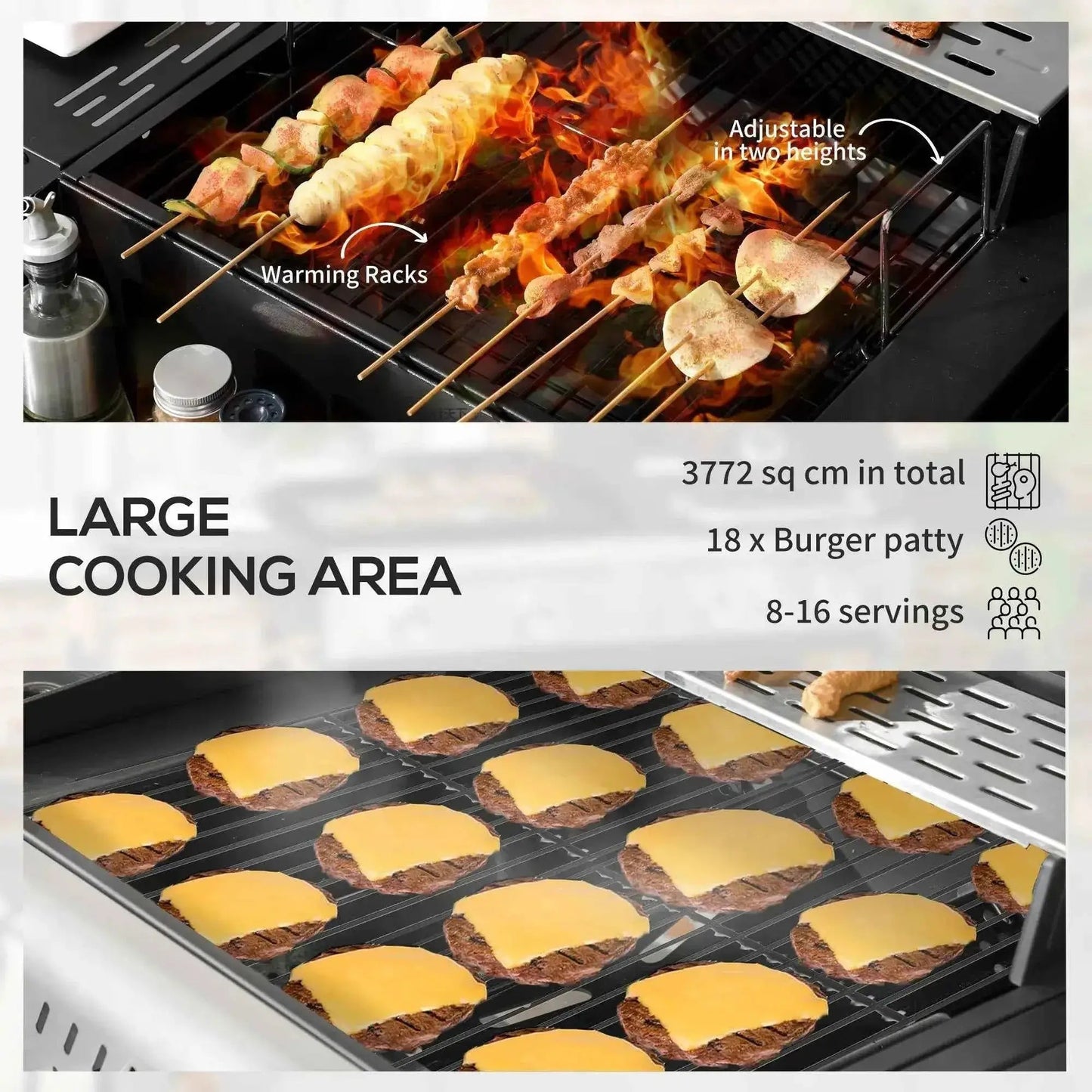 Outsunny Dual Fuel BBQ Grill - Black | 846-138V70BK