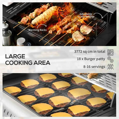 Outsunny Dual Fuel BBQ Grill - Black | 846-138V70BK