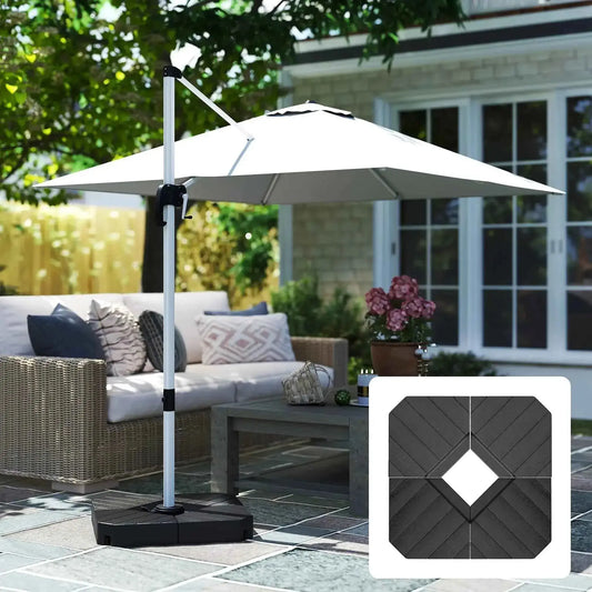 Outsunny Fillable Parasol Base – Set of 4, 80kg Sand, 60kg Water Black | 84D-277V00BK