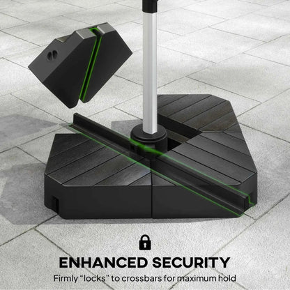 Outsunny Fillable Parasol Base – Set of 4, 80kg Sand, 60kg Water Black | 84D-277V00BK