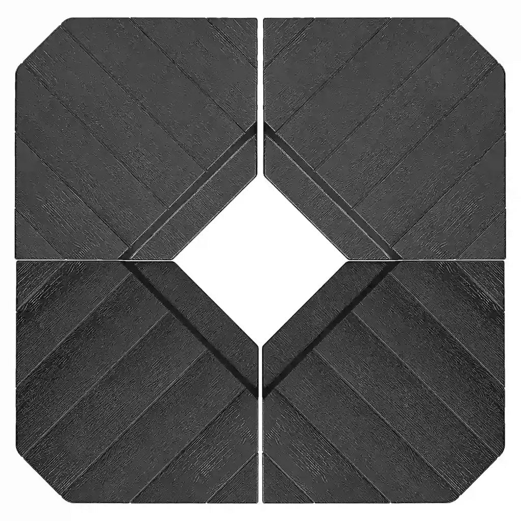 Black octagonal wall tiles with diagonal wood grain texture in diamond pattern for outsunny fillable parasol base set