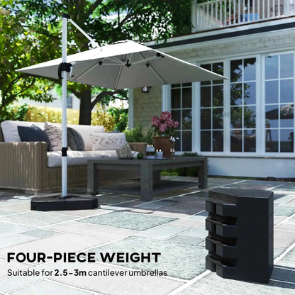 Outsunny Fillable Parasol Base – Set of 4, 80kg Sand, 60kg Water Black | 84D-277V00BK