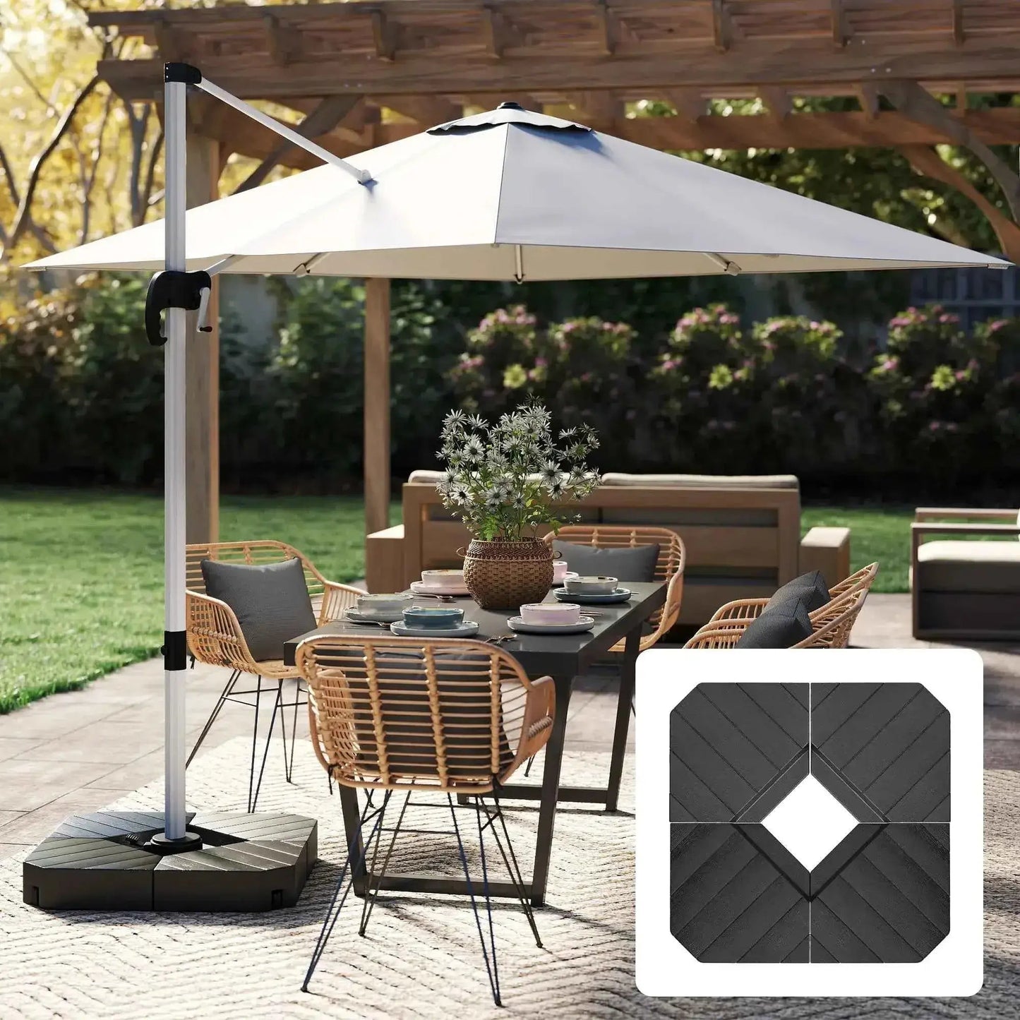Outsunny Fillable Parasol Base – Set of 4, 80kg Sand, 60kg Water Black | 84D-277V00BK