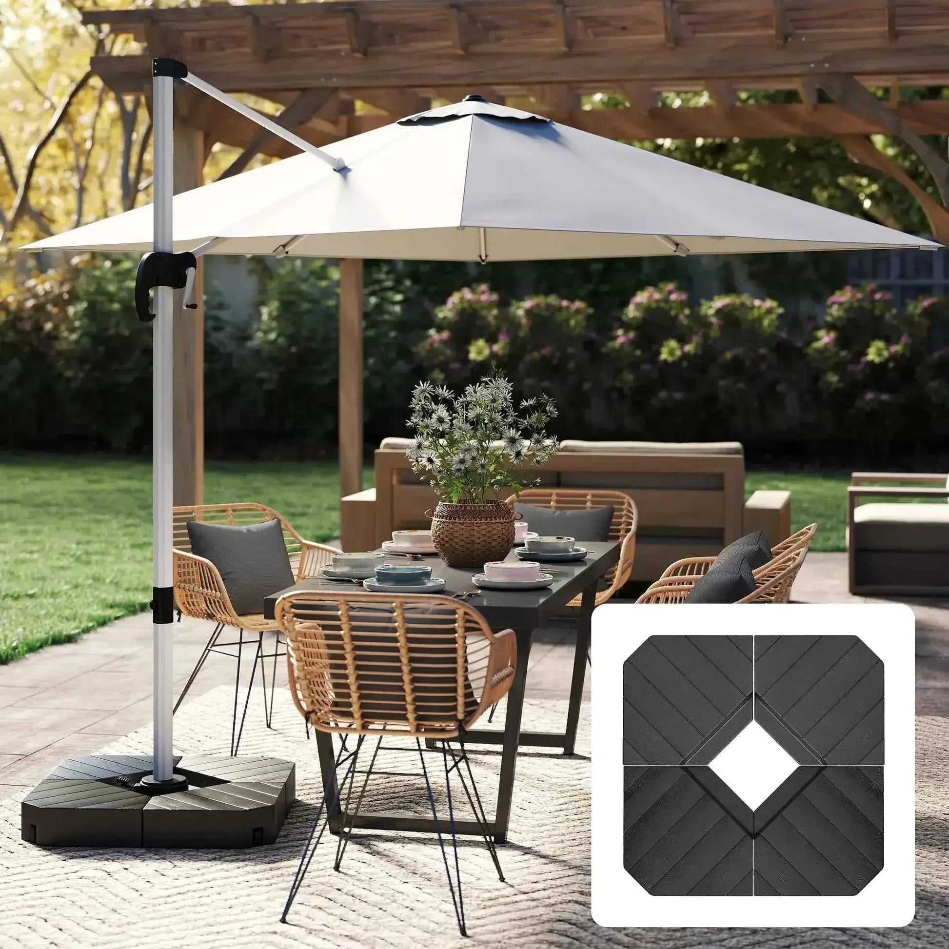 Outsunny Fillable Parasol Base – Set of 4, 80kg Sand, 60kg Water Black | 84D-277V00BK