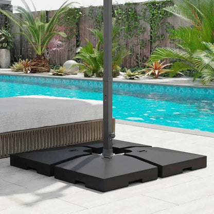 Outsunny fillable parasol base set of 4 black square matte finish heavy-duty interlocking design up to 120kg