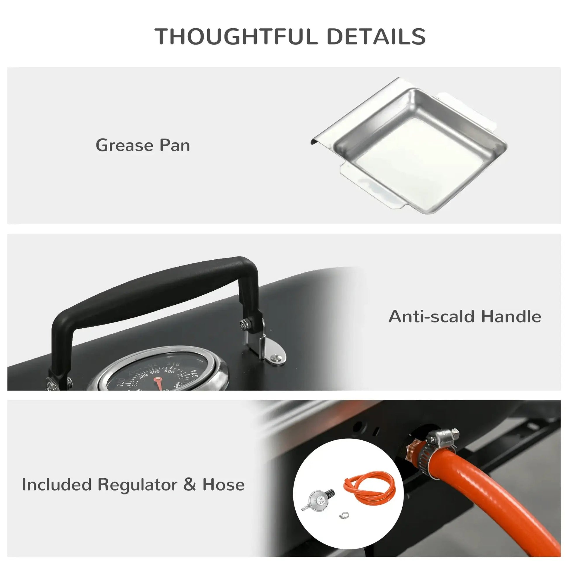 Outsunny Foldable Gas BBQ Grill 2 Burner Table Top Barbecue with Lid Piezo Ignition Thermometer for Camping Picnic Cooking, Aluminium Alloy 846 - 072 - Garden & Outdoor