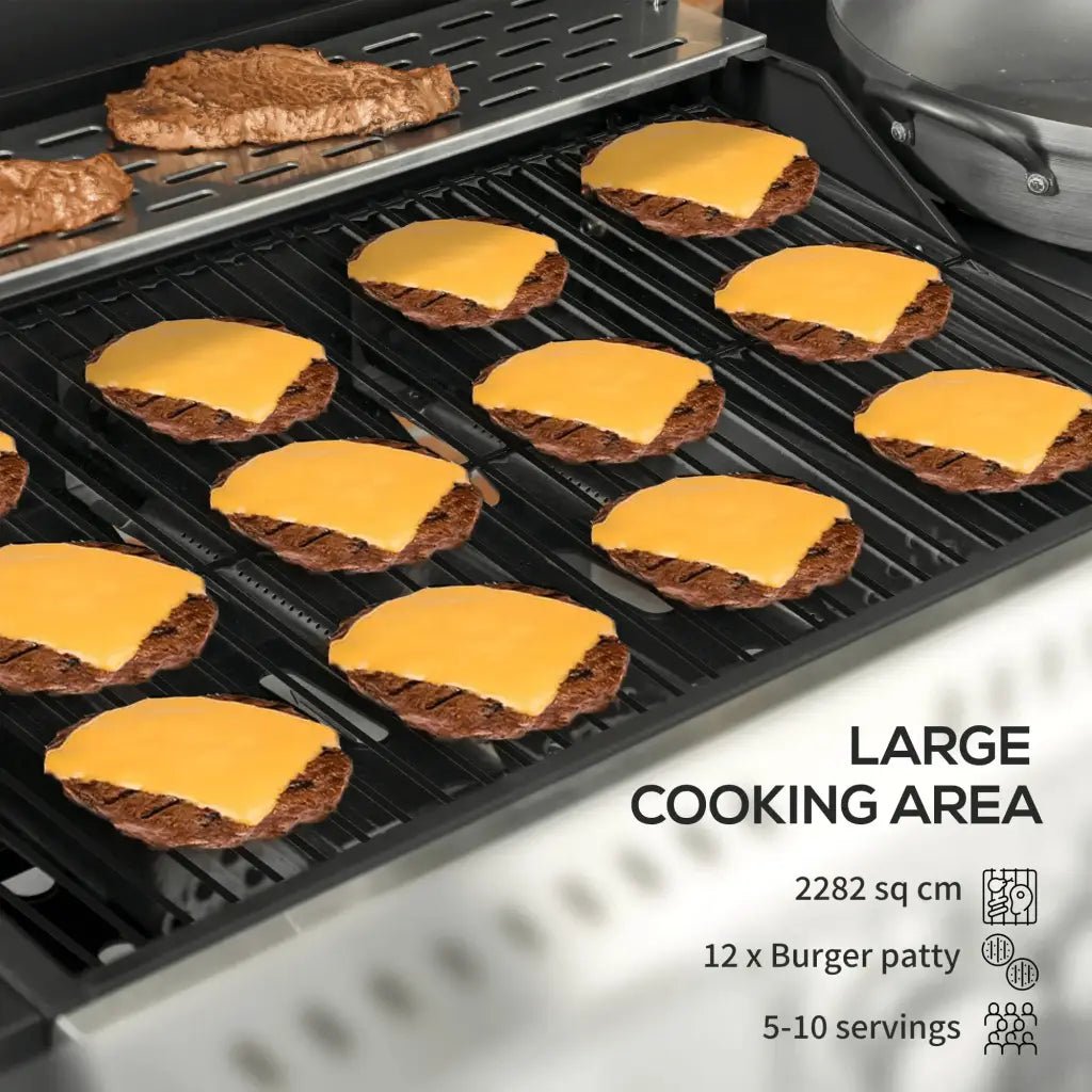 Outsunny Four - Burner Steel Gas Grill, with Thermometer - Black 846 - 136V71BK - Garden & Outdoor