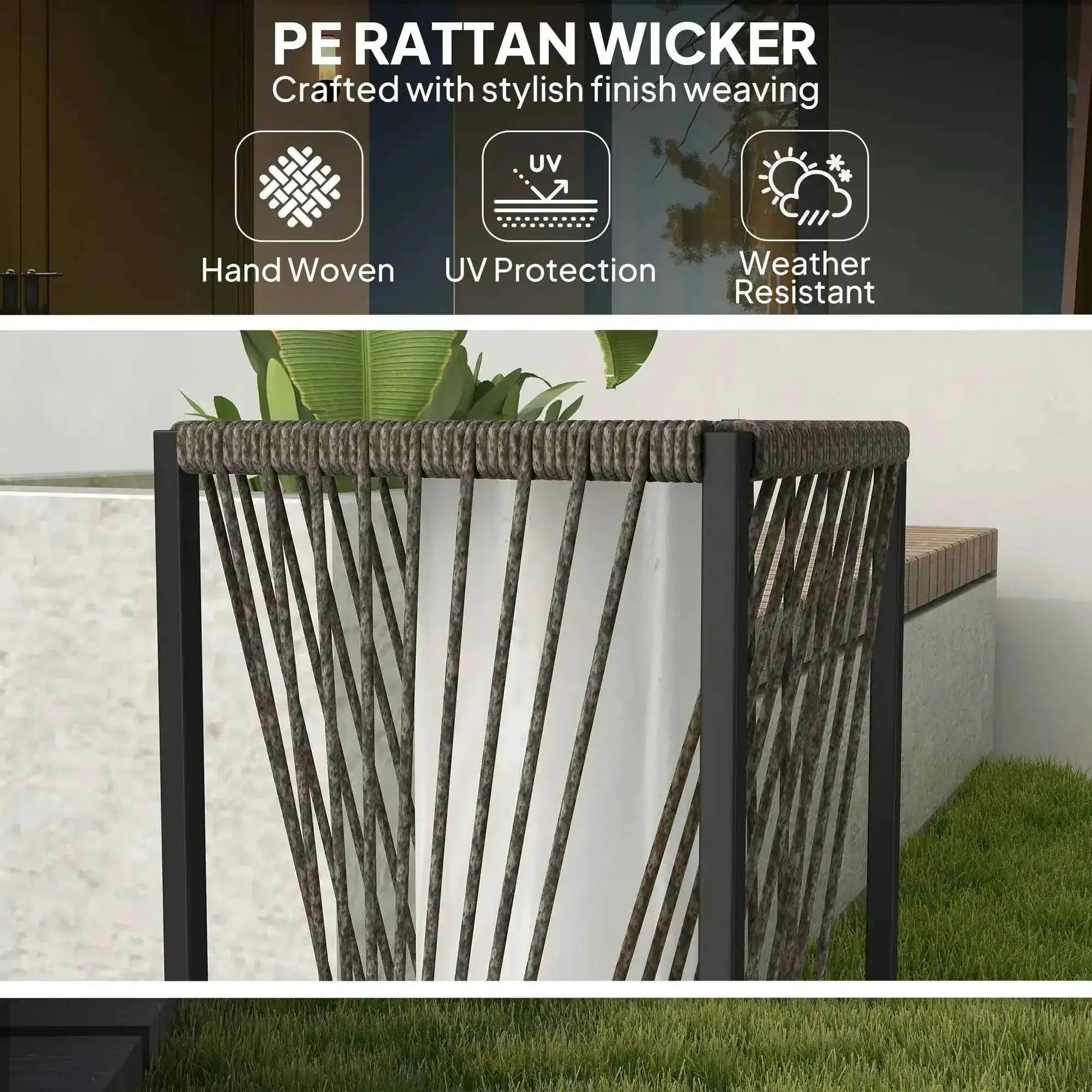 Outsunny Rattan Solar Floor Lamp, Auto On/Off LED Garden Lights - Grey| 867-265V00GY